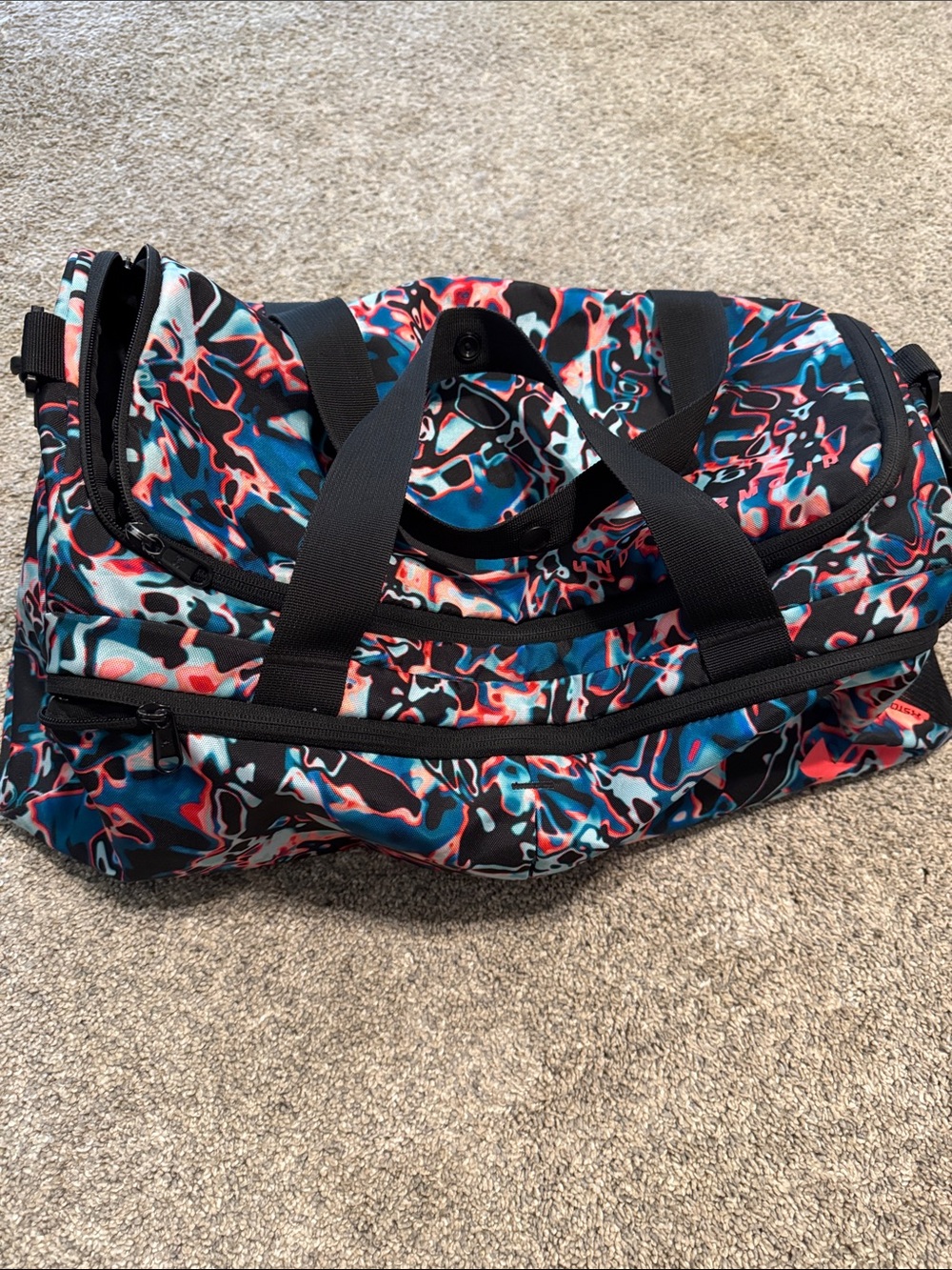 Under Armour Multicolor Abstract Travel Duffel Bag - Black, Blue, Red